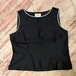 Talbots Black Top with White Piping